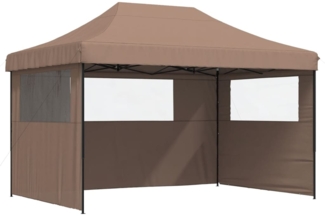 vidaXL Pop-Up Partyzelt, faltbar, Stahl / PE, Braun, mit 3 Seitenteilen, 315 x 410 x 279 cm