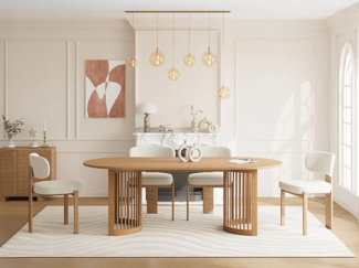 Vente-unique - Esstisch für 8 Personen mit Eichen- und Heveaholzfurnier – Natur – NELIRAM