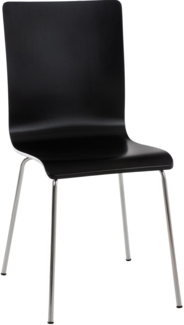 DELUKE® Besucherstuhl PEPE - 87x43x47cm, Schwarz Holz Metall in Chromoptik Gestell Konferenzstuhl Wartezimmerstuhl