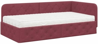 vidaXL Eckbettgestell mit Matratze Weinrot 100 x 200 cm Stoff 3394056