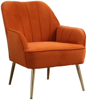 SeedWave Sessel Samt Lesesessel mit goldenen Metallbeine, Gemütlicher Lounge Stuhl, Modern Sessel Wohnzimmer,Relaxsessel mit Gekippter Rückenlehne