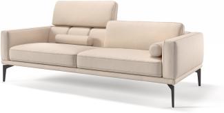 Sofanella 3-Sitzer SALERNO Ledersofa Couch Echtleder in Creme S: 197 Breite x 97 Tiefe