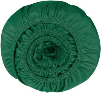 Schiesser 'Flexi' Spannbettlaken, Gummizug: rundum, für hohe Matratzen und Boxspringbetten geeignet, Made in Green, 95% Baumwolle und 5% Elastahan, Jersey-Elasthan, Dunkelgrün, 150x200 cm