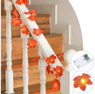 MUPOO LED-Girlande LED Lichterkette Ahornblatt Halloween Beleuchtung, Batteriebetrieben, Herbst Deko für Halloween & Thanksgiving