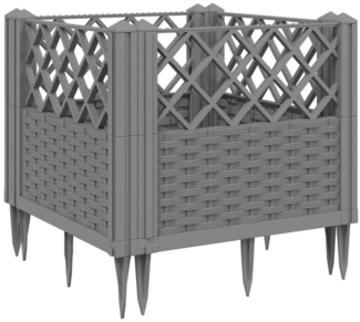vidaXL Pflanzkasten mit Erdspießen Hellgrau 43,5x43,5x43,5 cm PP 368008