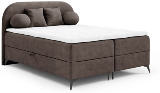 Boxspringbett Schlafzimmerbett GORGIA 160x200cm Stoff Jasmin Dunkelbraun