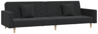 vidaXL Tagesbett 2-Sitzer mit 2 Kissen Schwarz Samt [337634]