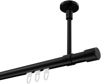 Innenlauf-Gardinenstangen-Set Sonette Santo 540 cm (geteilt in 3x180 cm), 1-läufig, 20 mm Ø Schwarz