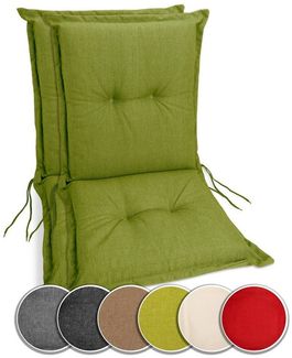 sunnypillow Stuhlkissen 2 Stück Gartenstuhlauflagen Niedriglehner 100 x 50 x 9 cm, Indoor / Outdoor Stuhlauflage Stuhlkissen, Grün