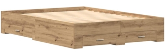 vidaXL Bettrahmen Artisan-Eiche 135 x 190 cm Holzwerkstoff 3333976