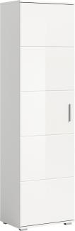 Garderobenschrank >Prego< in weiß/weiß hochglanz - 55x191x37cm (BxHxT)