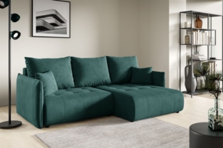 Ecksofa Schlafsofa CANIO Stoff Monolith Grün Ottomane Rechts