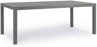 Bizzotto Esstisch Hilde aus Aluminium, 200-300x100 cm, Anthrazit, Geeignet für 8-10 Personen