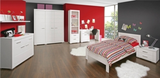 Jugendzimmer SNOW Weiß | Komplett-Set 7-tlg. mit Bett 140x200 | Forte