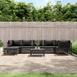 vidaXL 8-tlg. Garten-Lounge-Set mit Kissen Anthrazit Stahl