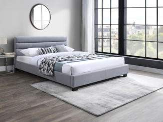 Vente-unique - Polsterbett - 140 x 190 cm - Stoff - Grau - FAUSTIN