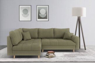 Home affaire Ecksofa CHARRE incl. 3 Zierkissen, L-Form, feine Steppung, lose Rückenkissen, auch in Cord und Bouclé