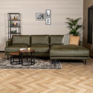 Bronx71 Ecksofa Denver Leder olivgrün rechts