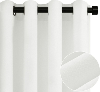 Topfinel Vorhang Vorhang Wohnzimmer Leinenoptik Licht Filtern mit Ösen Halbtransparent, Voile Ösen Gardinen Weiß 140x145cm 2er Set Schlafz Balkon Wohnz