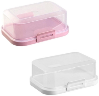 Engelland Butterdose Stapelbare Butter-/Käsedose, Kunststoff, (Vorteils-Set, 2-tlg, mit sicherem Klickverschluss), stapelbar, platzsparend, Ordnung im Kühlschrank, BPA-Frei, Mehrzweck