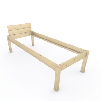 Pfostenbett "metallarm" Fichte Holzbett "Daybett" 90 x 220cm 58cm Einzelbett