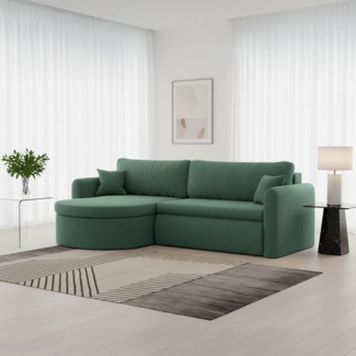 Ecksofa Schlafsofa FELIZ Stoff Faro Grün Ottomane Links