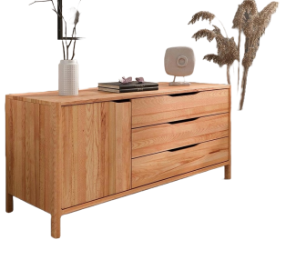 Kommode Swig aus Kernbuche massiv geölt 140x50 cm mit 1 Tür und 3 Schubladen