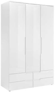 Kleiderschrank >Suzette< in Weiß - 126x208x57 (BxHxT)