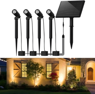 ZMH Solarleuchten Außen Solar Gartenleuchte - LED Solarleuchten Warmweiß Gartenstrahler IP65 Wasserdicht Gartenbeleuchtung mit Erdspieß 2 Modi für Gehwegbäume