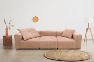 DOMO. collection Sofa 800011, 3 Sitzer, Rechteckig, individuell kombinierbar, Cord 3er Couch, modular, Polstergarnitur, 301 x 108 x 69 (BxTxH), rose