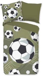 PURE luxury collection Kinderbettwäsche Daan, Microfaser, 2 teilig, Mikrofaser, 135x200, 2 Teilig, Wendeoptik, Kind, Junge, Fußball