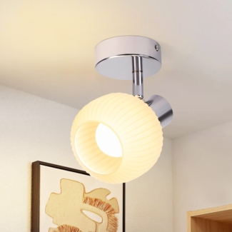 ZMH Deckenstrahler 1 Flammig Deckenleuchte Flur - Deckenlampe Weiß Strahler Innen Vintage Glas Deckenspots Morden E14 Design 350°Schwenkbar Spots für Schlafzimmer Wohnzimmer(Ohne Leuchtmittel)
