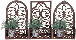 esschert design Blumentopf, Blumentopfhalterung für Wand Gusseisen, 1 Stück, 28 x 14 x 44 cm