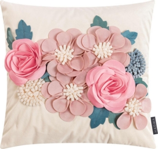 Magma Heimtex Kissenhülle FLOWER, 45x45 cm, Rose, Polyester, mit 3D-Blumen, (1 Stück), mit Reißverschluss