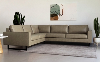 Places of Style Ecksofa Pinto, 250/290 cm, langer Schenkel, XXL, Ottomane, Cord, Feincord, Luxus-Microfaser Leder und Chenille