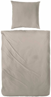 Hahn Premium Seersucker Bettwäsche Beige Uni 155x220 cm + 80x80 cm