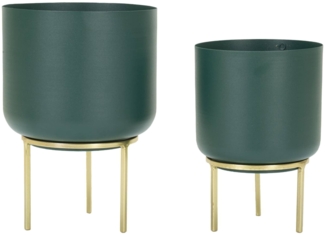 Dmora Set mit 2 Vasenhaltern Subequo, Dekorationszubehör, Dekoratives Artikel, Einrichtungszubehör, 20x20 h29 cm, Grün Gold