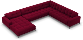Micadoni Wohnlandschaft Mamaia 7-Sitzer Samtstoff Rot Metall schwarz Rechts