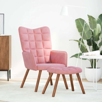 vidaXL Relaxsessel mit Hocker Rosa Samt 4016825