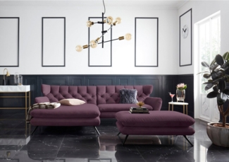 3C Candy Ecksofa Beatrice Designsofa in moderner Retrooptik, bequem und extravagant, mit Rückensteppung im Rautenmuster, Ohrenbacken Optik, L-Form