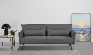 INOSIGN Schlafsofa TULARE, 204 cm, klappbarer 3-Sitzer mit verstellbarer Rückenlehne, Schlaffunktion, Velvet-Samtvelours u. Webstoff