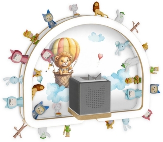 Holzura Kinderregal Tonie Regal Regenbogen mit magnetischem Rahmen für Toniefiguren