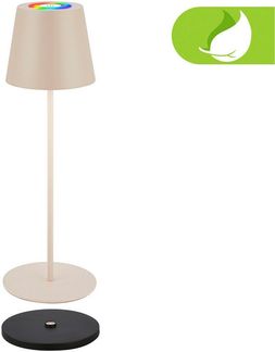 BRILONER - RGBW LED Tischlampe kabellos IP44 mit Ladestation, stufenlos dimmbar, Akku & Lichtquelle tauschbar, Nachttischlampe, Dekolampe, LED Lampe, Akku Tischleuchte, Restaurant, 36x12 cm, Beige