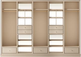 Casa Padrino Luxus Kleiderschrank Beige 326 x 60 x H. 230 cm - Offener Schlafzimmer Schrank - Schlafzimmer Möbel - Hotel Möbel - Luxus Möbel - Luxus Einrichtung - Schlafzimmer Einrichtung