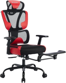 Ergonomischer Bürostuhl mit verstellbarer Lendenwirbelstütze rot