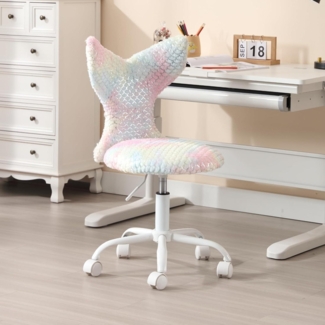 Kinder Schreibtischstuhl Kunstfell Höhenverstellbarer Drehstuhl