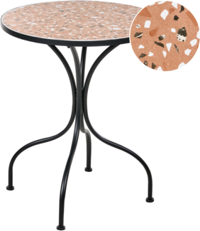 Outdoor Bistrotisch ADRANO 60 cm 60 cm Terrazzo Optik Metall Schwarz