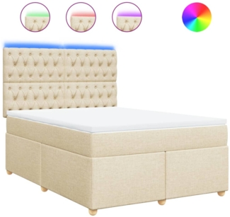 vidaXL Boxspringbett mit Matratze Creme 140x200 cm Stoff 3293615