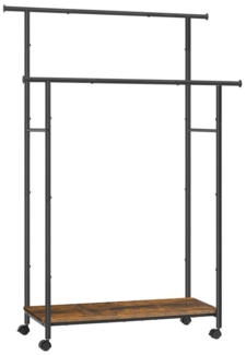 Songmics Kleiderständer, Kleiderstange mit Ablage bis 100 kg belastbar, Vintagebraun-Tintenschwarz