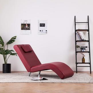 vidaXL Chaiselongue mit Kissen Weinrot Kunstleder 281280